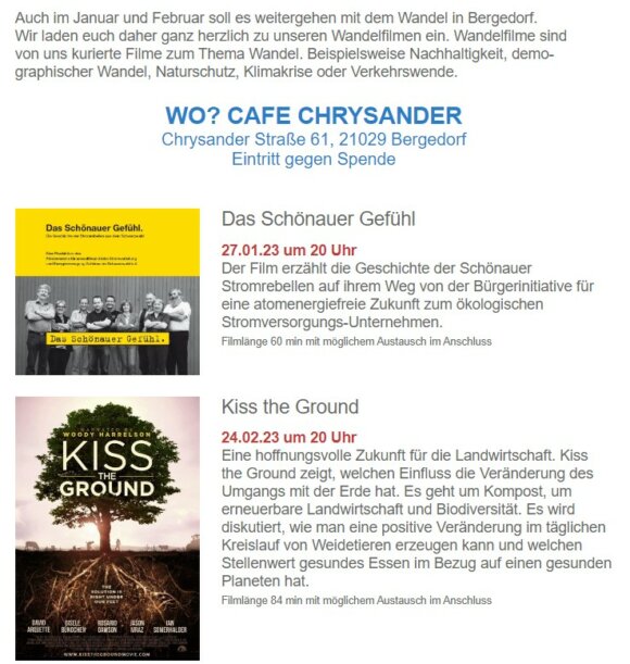 Bergedorf im Wandel  Einladung Wandelfilme